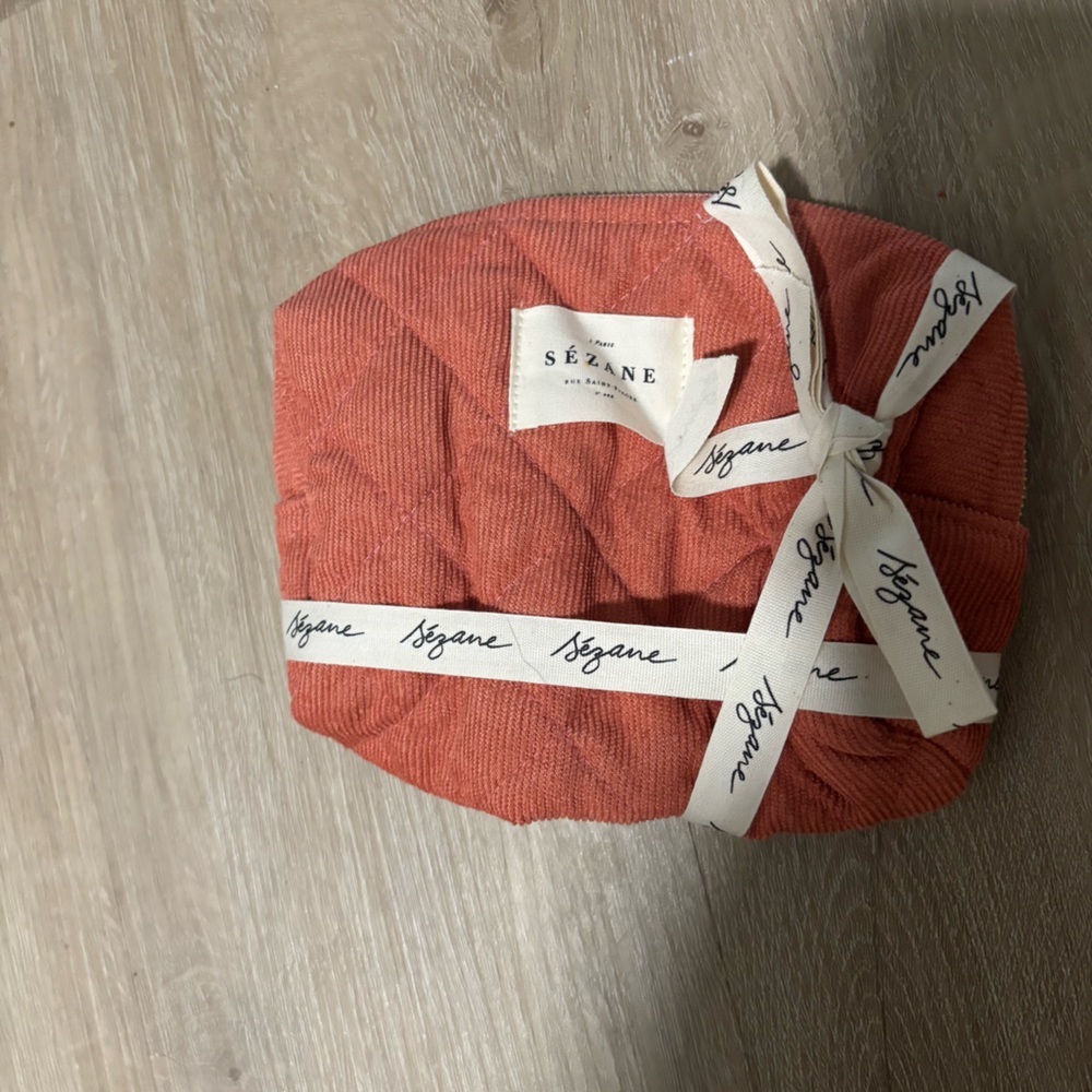 Sézane Coral corduroy toiletry bag